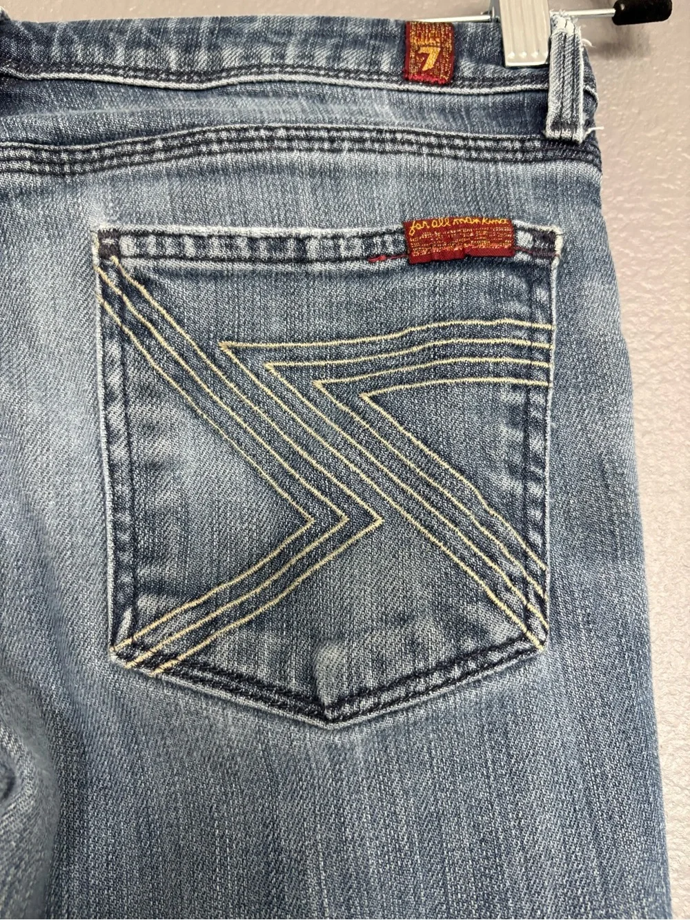 7 For All Mankind Women’s Flynt Boot Cut Jeans Low Rise USA Made Size 27